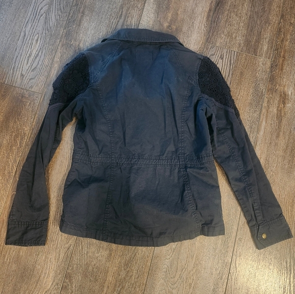 Love Tree Black Utility Jacket with Lace Accents Size Large - Picture 2 of 2